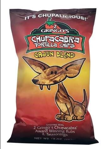 2 GRINGOS CHUPACABRA: Cajun Blend Tortilla Chips, 10 oz