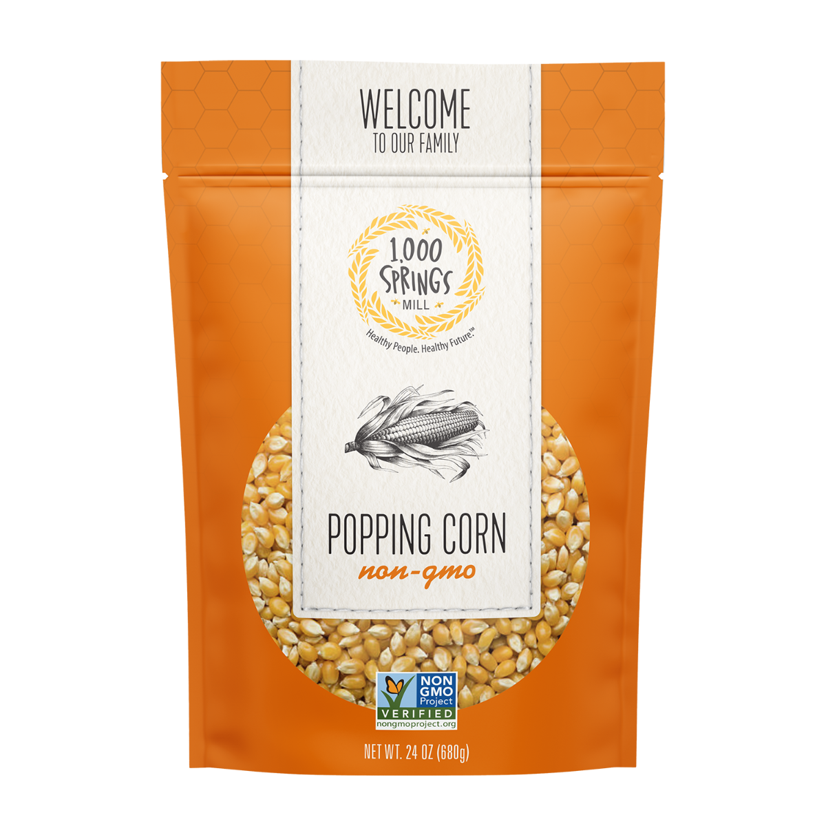 1000 SPRINGS MILL: Non GMO Popping Corn, 24 oz