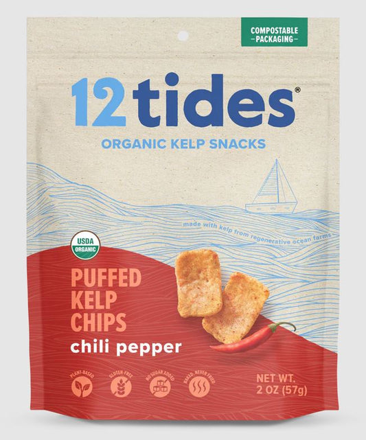 12TIDES: Chili Pepper Puffed Kelp Chips, 2 oz