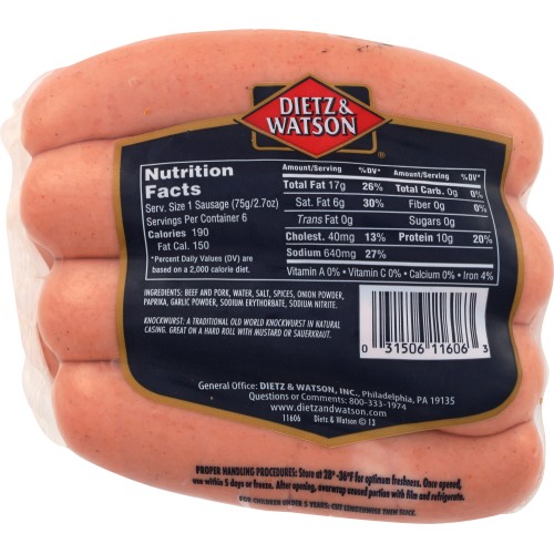 DIETZ AND WATSON Black Forest Knockwurst, 16 oz