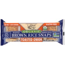 EDWARD & SONS: Organic Baked Brown Rice Snaps Toasted Onion 3.5 oz