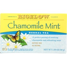 BIGELOW: Chamomile Mint Herb Tea All Natural Caffeine Free 20 tea bags 1.09 oz