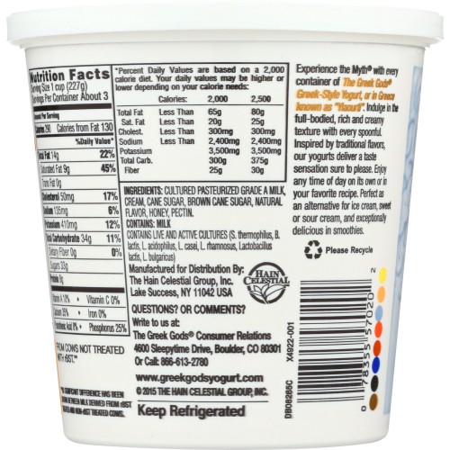 The Greek Gods: Greek Style Yogurt Honey Peach, 24 Oz