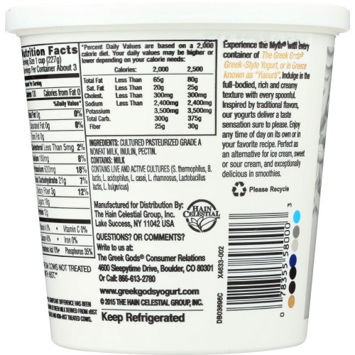 THE GREEK GODS: Plain Nonfat Greek-Style Yogurt 24 oz