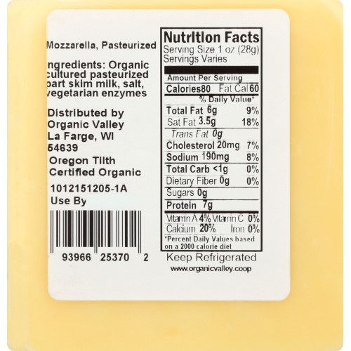 ORGANIC VALLEY Organic Mozzarella Cheese, 8 oz