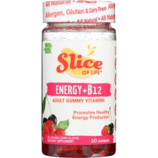 SLICE OF LIFE: Energy + B12 Adult Gummy Vitamins Berry Flavor 60 Gummies