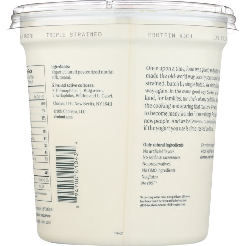 CHOBANI Whole Milk Plain Greek Yogurt 32 oz
