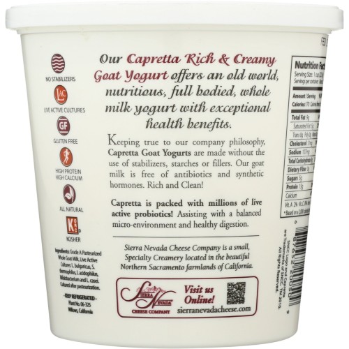 SIERRA NEVADA Rich & Creamy Capretta Goat Yogurt Plain, 24 oz