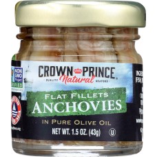 CROWN PRINCE: Natural Flat Fillets Anchovies in Pure Olive Oil 1.5 oz
