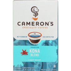CAMERONS COFFEE: Kona Blend Coffee 12 Ct, 4.33 oz