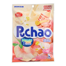 UHA MIKAKUTO: Puchao Yogurt and Peach Gummy Candy, 3.53 oz UHA MIKAKUTO: Puchao Yogurt and Peach Gummy Candy, 3.53 oz
