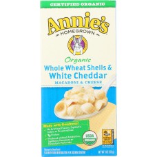 ANNIE'S HOMEGROWN: Organic Whole Wheat Shells and White Cheddar, 6 Oz