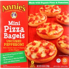 ANNIE'S HOMEGROWN: Mini Pizza Bagels Uncured Pepperoni, 6.65 oz