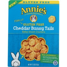 ANNIES HOMEGROWN: Gluten Free Cheddar Bunny Tail Snack Crackers, 7.5 oz