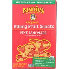 ANNIE'S HOMEGROWN: Organic Bunny Fruit Snack Pink Lemonade, 4 Oz