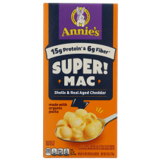 ANNIE'S HOMEGROWN: SUPER! Mac Shells & Real Aged Cheddar, 6 oz ANNIE'S HOMEGROWN: SUPER! Mac Shells & Real Aged Cheddar, 6 oz