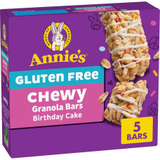 ANNIE'S HOMEGROWN: Gluten Free Birthday Cake Chewy Granola Bars, 4.9 oz
