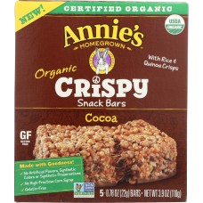 ANNIES HOMEGROWN: Organic Crispy Snack Bars Cocoa, 3.9 oz