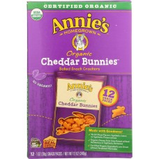 ANNIES HOMEGROWN: Cheddar Bunnies Baked Snack Crackers 12 Pack, 12 oz