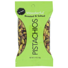 WONDERFUL PISTACHIOS: Roasted and Salted No Shells, 2.5 oz