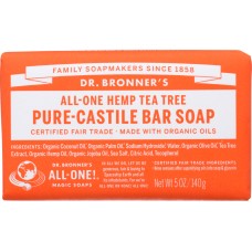 DR BRONNER'S: All-One Hemp Tea Tree Pure-Castile Bar Soap, 5 oz