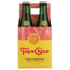 TOPO CHICO: Sparkling Mineral Water Grapefruit 4 Pack Glass, 12 fl oz