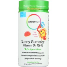 RAINBOW LIGHT: Vitamin D3 400iu Sunny Gummies Tangy Orange, 60 Gummies