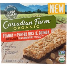 CASCADIAN FARM: Peanut with Puffed Rice & Quinoa Sweet & Salty Chewy Granola Bars, 6.2 oz