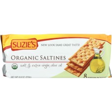 SUZIES: Organic Saltines Salt & Extra Virgin Olive Oil, 8.8 oz
