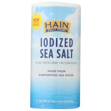 HAIN: Pure Foods Iodized Sea Salt, 21 oz