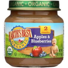EARTH'S BEST: Organic Baby Food Stage 2 Apples & Blueberries, 4 oz