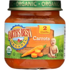 EARTH'S BEST: Organic Baby Food Stage 2 Carrots, 4 oz