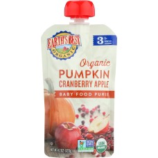 EARTH'S BEST:  Organic Baby Food Stage 3 Pumpkin Cranberry Apple, 4.2 Oz