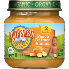 EARTH'S BEST: Organic Baby Food Stage 2 Peach Oatmeal Banana, 4 oz