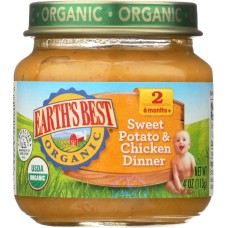 EARTH'S BEST: Organic Baby Food Stage 2 Sweet Potato & Chicken Dinner, 4 oz