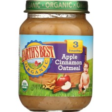 EARTH'S BEST: Organic Baby Food Stage 3 Apple Cinnamon Oatmeal, 6 oz