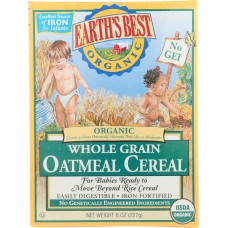 Earth's Best Organic Whole Grain Oatmeal Cereal, 8 oz