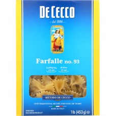 DE CECCO: Pasta Farfalle, 16 oz