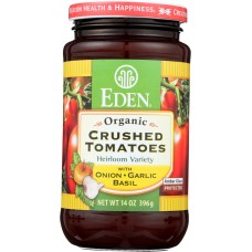EDEN FOODS: Crushed Tomatoes Garlic & Basil Organic, 14 oz