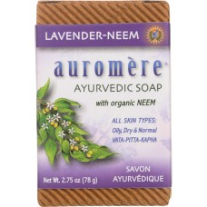AUROMERE: Lavender Neem Ayurvedic Soap Bar, 2.75 oz