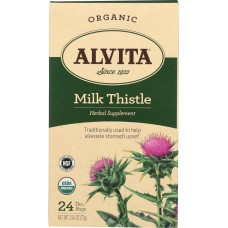 ALVITA: Organic Milk Thistle Tea Caffeine Free, Gluten Free, Herbal Supplement, 24 Bg
