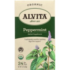 ALVITA: Teas Organic Peppermint Caffeine Free 24 Tea Bags, 1.27 oz