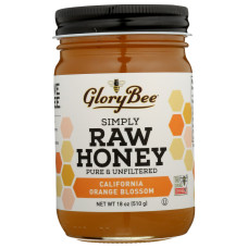 GLORY BEE: Raw Orange Blossom Honey Jar, 18 oz
