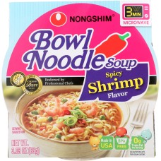 NONG SHIM: Soup Bowl Noodle Shrimp Spicy, 3.03 oz