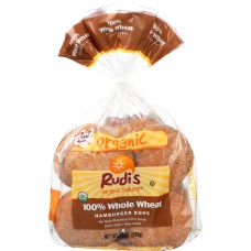RUDI'S: Organic 100% Whole Wheat Buns, 18 oz