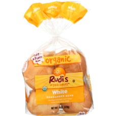 RUDIS: Organic Bakery Organic White Hamburger Buns, 18 oz