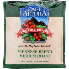 CAFE ALTURA: Coffee Bean Viennese Blend Organic Coffee, 1.25 lb