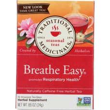 TRADITIONAL MEDICINALS: Breathe Easy Caffeine Free Herbal Tea 16 Tea Bags, 0.85 oz