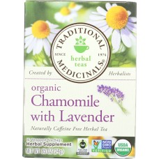 TRADITIONAL MEDICINALS: Organic Chamomile with Lavender Herbal Tea 16 Tea Bags, 0.85 oz