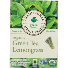 TRADITIONAL MEDICINALS: Organic Green Tea Lemongrass 16 Tea Bags, 0.85 oz
